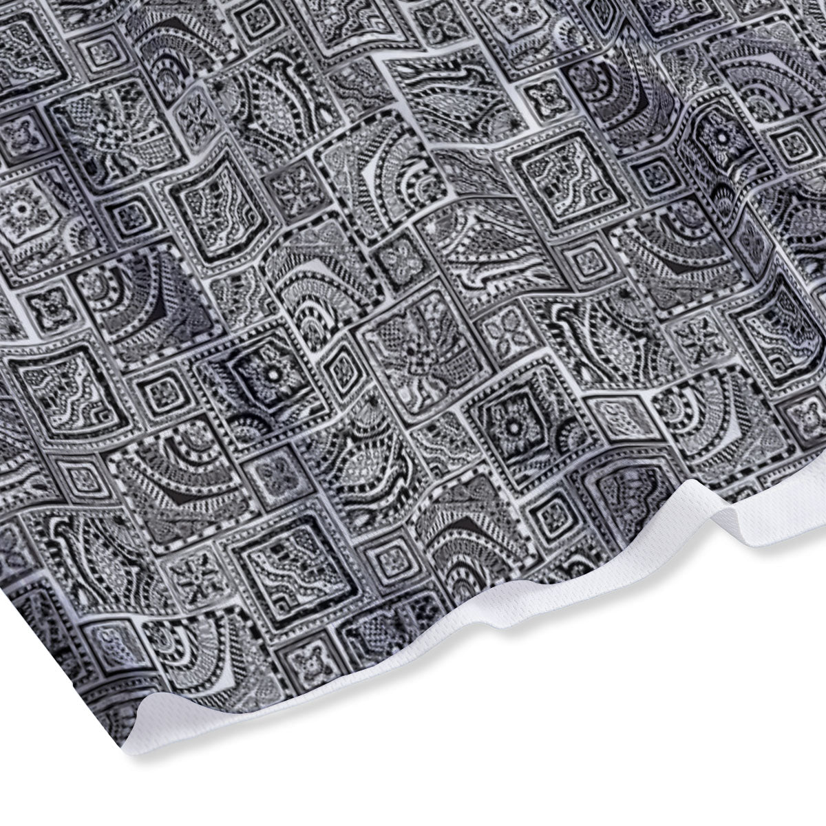 Aztec White And Grey Print Pattern Mesh Shorts