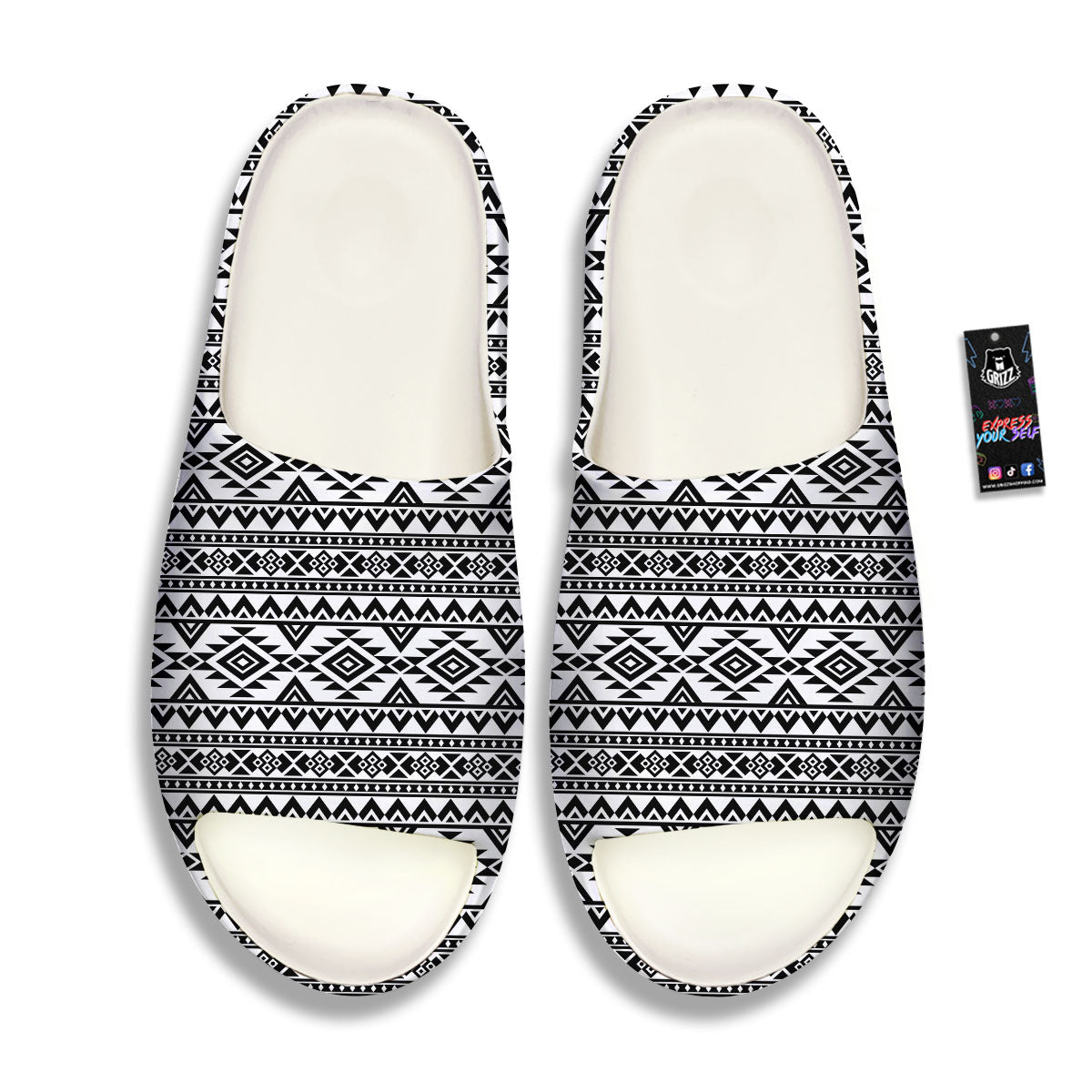 Aztec Black Ethnic Print Pattern Sandals-grizzshop