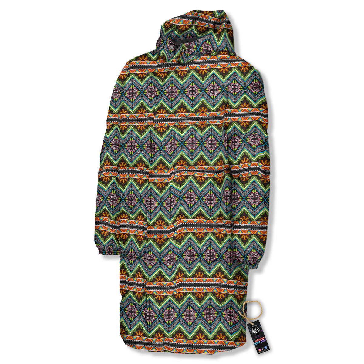 Aztec Boho Tribal Print Pattern Long Down Jacket