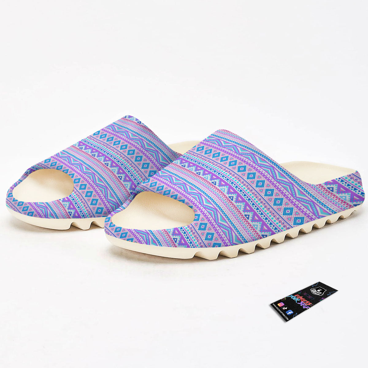 Aztec Pink And Pastel Print Pattern Sandals-grizzshop