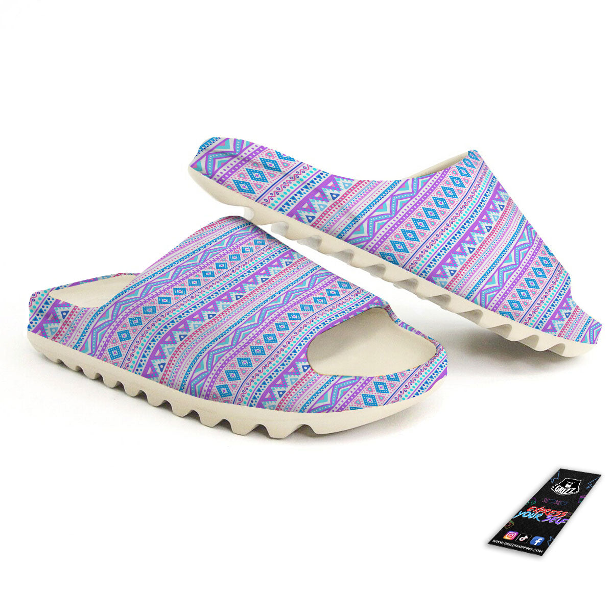 Aztec Pink And Pastel Print Pattern Sandals-grizzshop