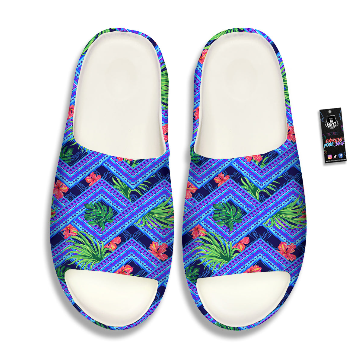 Aztec Tropical Hibiscus Flower Print Pattern Sandals-grizzshop