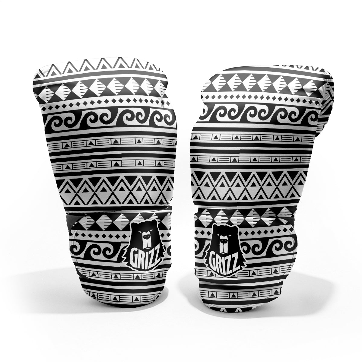 Aztec White And Black Print Pattern Pro Boxing Glove