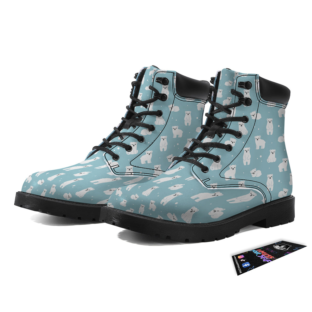 Baby Bear Cartoon Cute Print Pattern Boots-grizzshop