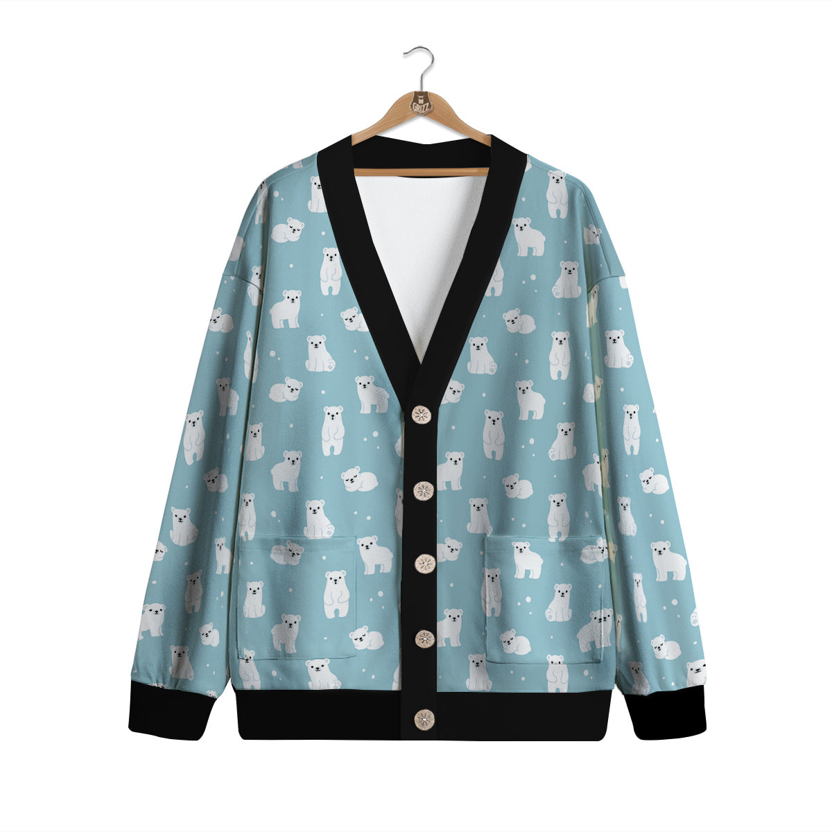 Baby Bear Cartoon Cute Print Pattern Cardigan-grizzshop