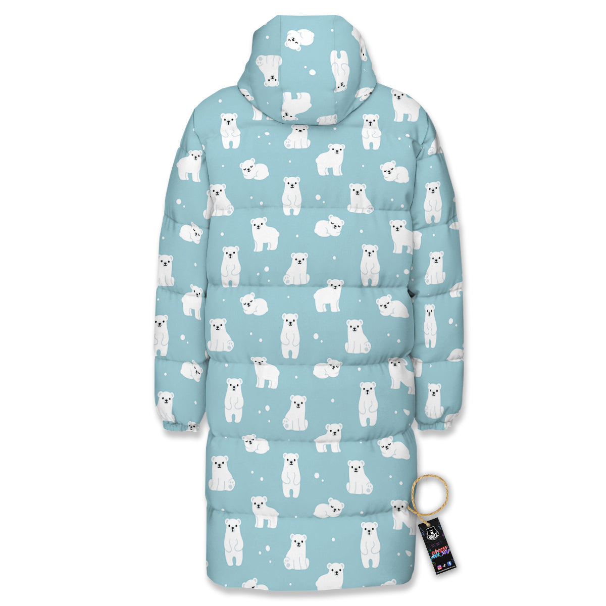 Baby Bear Cartoon Cute Print Pattern Long Down Jacket-grizzshop