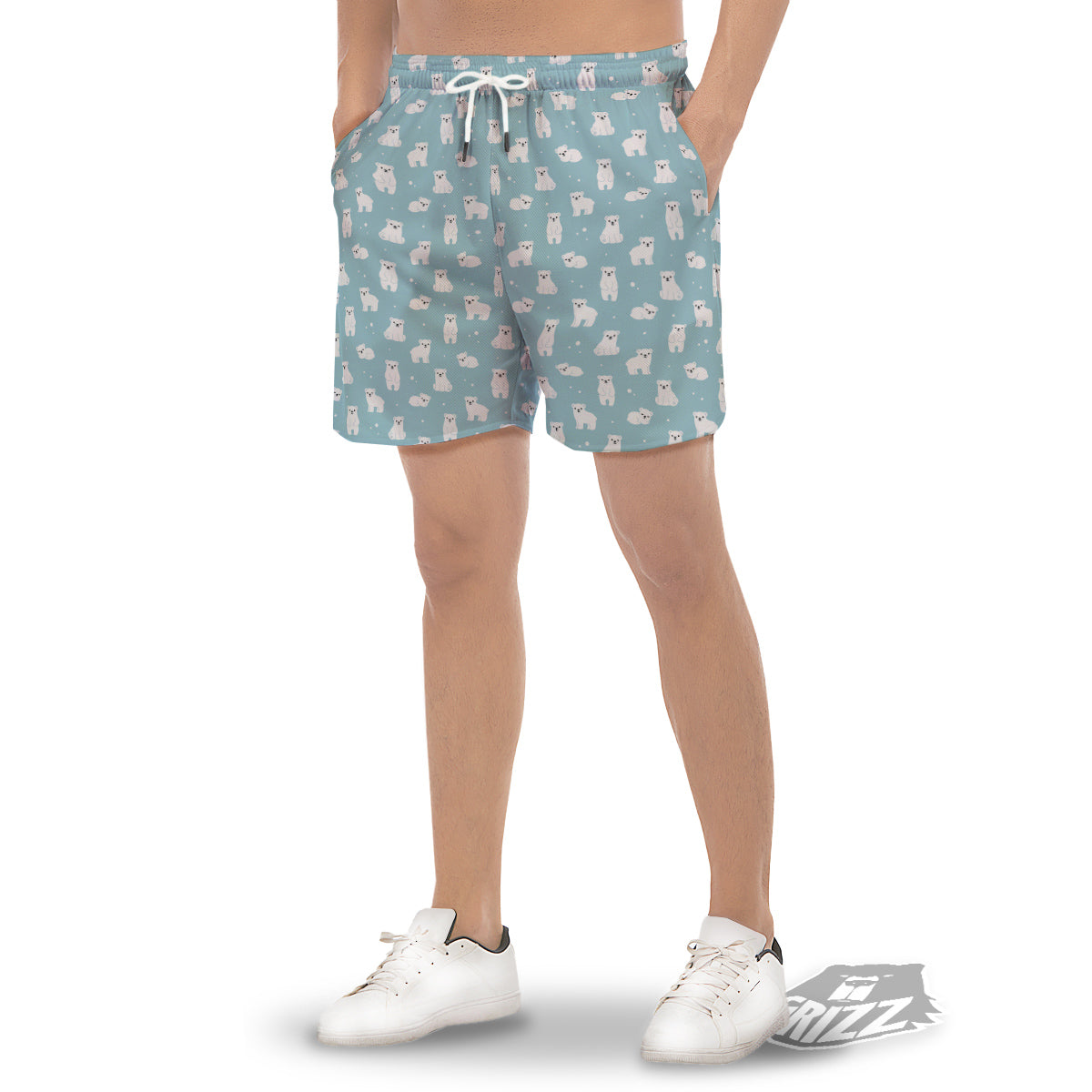 Baby Bear Cartoon Cute Print Pattern Men's Gym Shorts-grizzshop