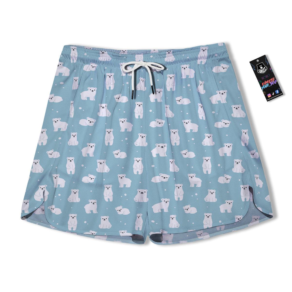 Baby Bear Cartoon Cute Print Pattern Men's Running Shorts-grizzshop