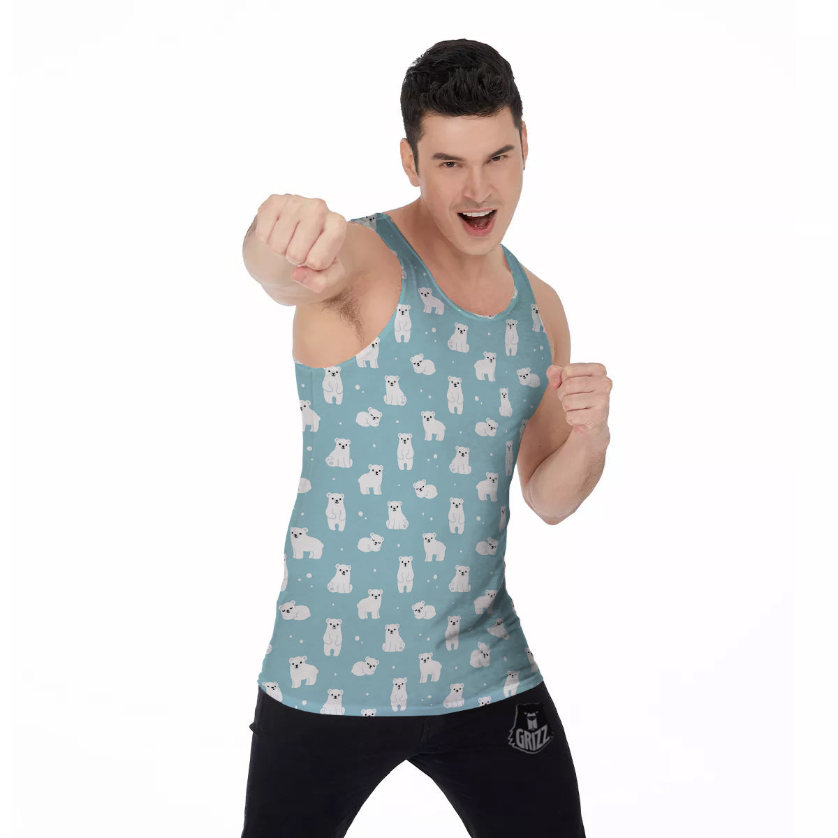 Baby Bear Cartoon Cute Print Pattern Men's Tank Top-grizzshop