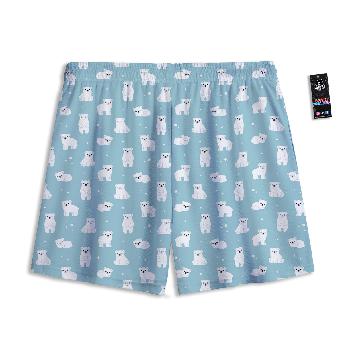 Baby Bear Cartoon Cute Print Pattern Mesh Shorts