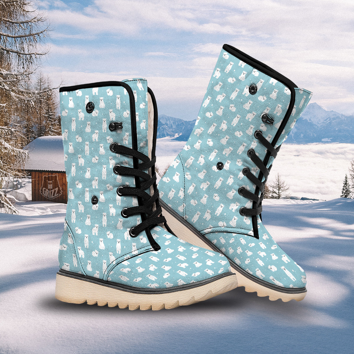 Baby Bear Cartoon Cute Print Pattern Snow Boots-grizzshop