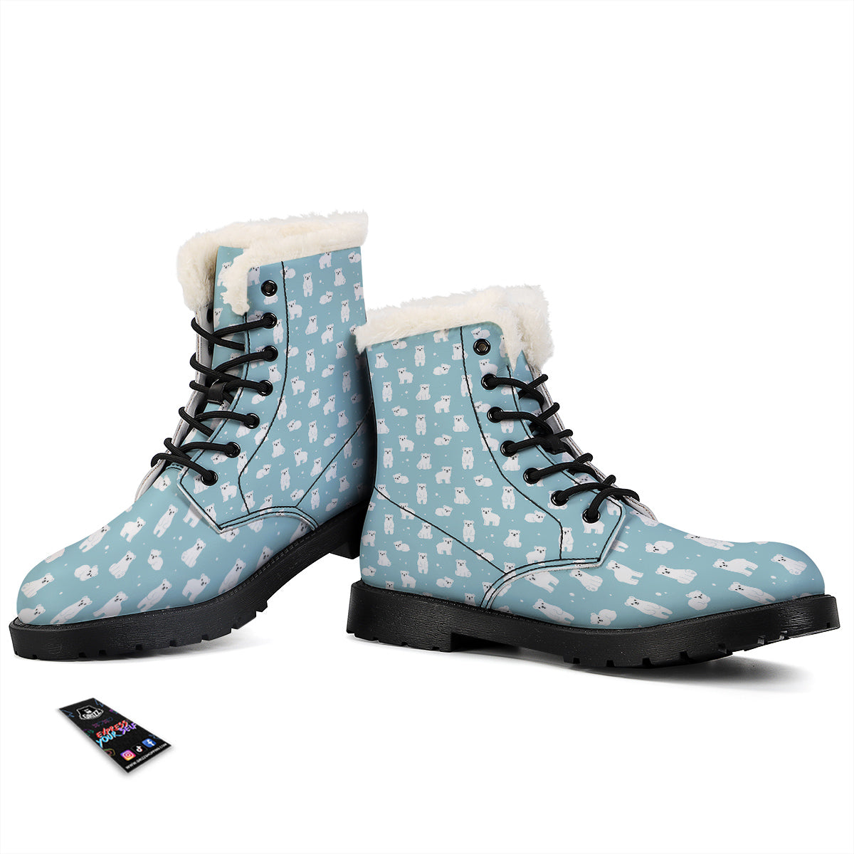 Baby Bear Cartoon Cute Print Pattern Winter Boots-grizzshop