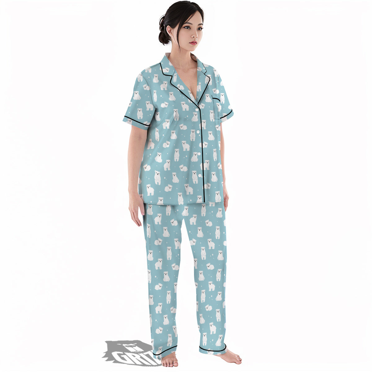 Baby Bear Cartoon Cute Print Pattern Women's Pajamas Set-grizzshop