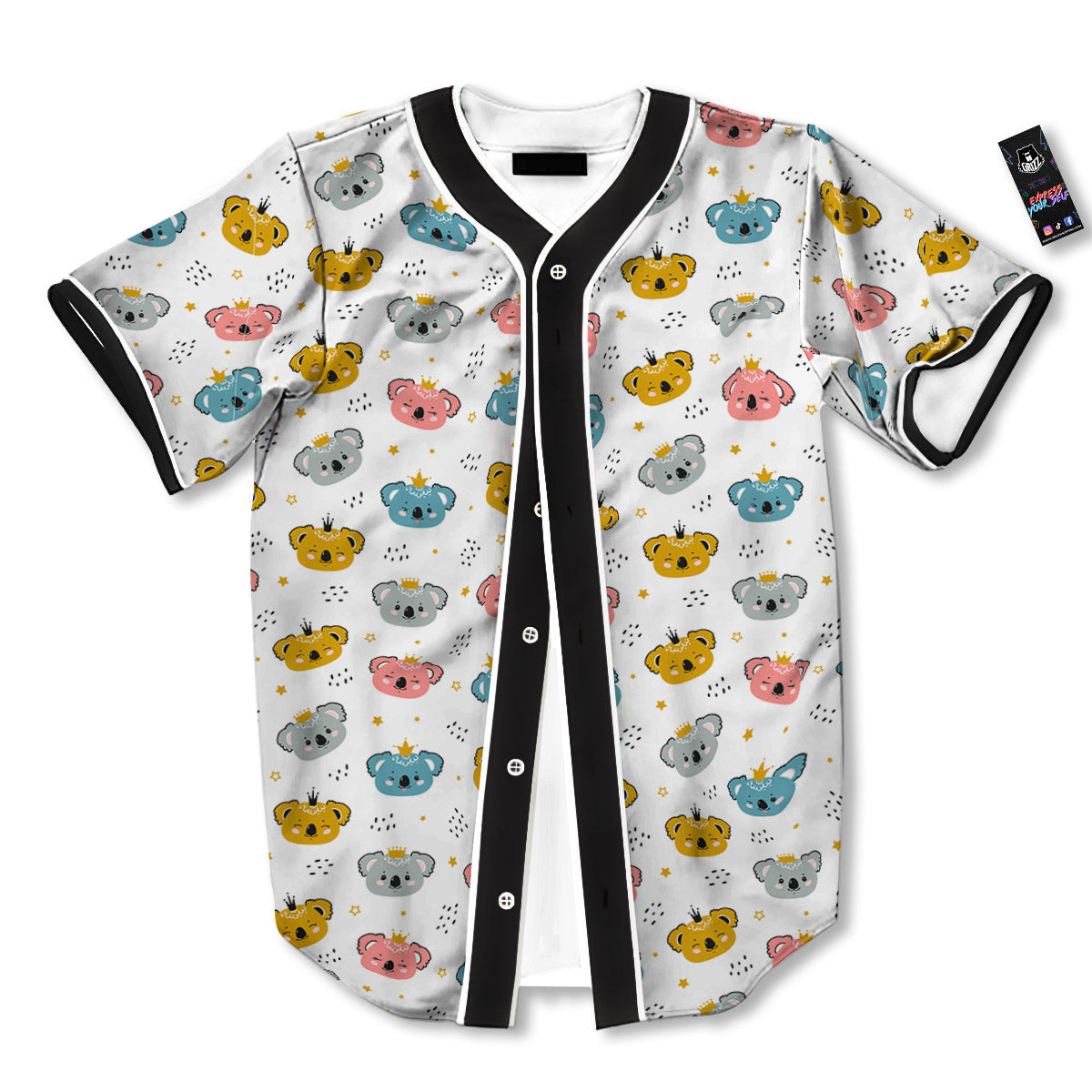Baby Bear Colorful Cartoon Print Pattern Baseball Jersey-grizzshop