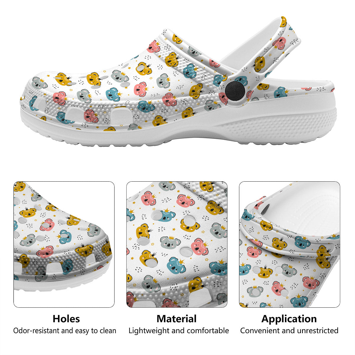 Baby Bear Colorful Cartoon Print Pattern Clog-grizzshop