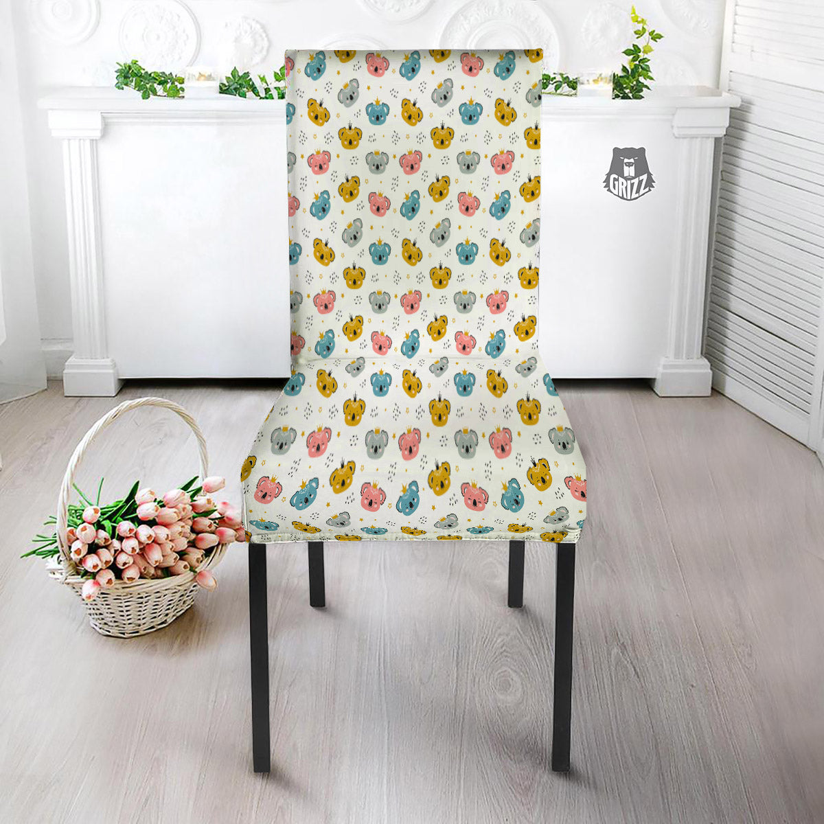 Baby Bear Colorful Cartoon Print Pattern Dining Chair Slipcover-grizzshop