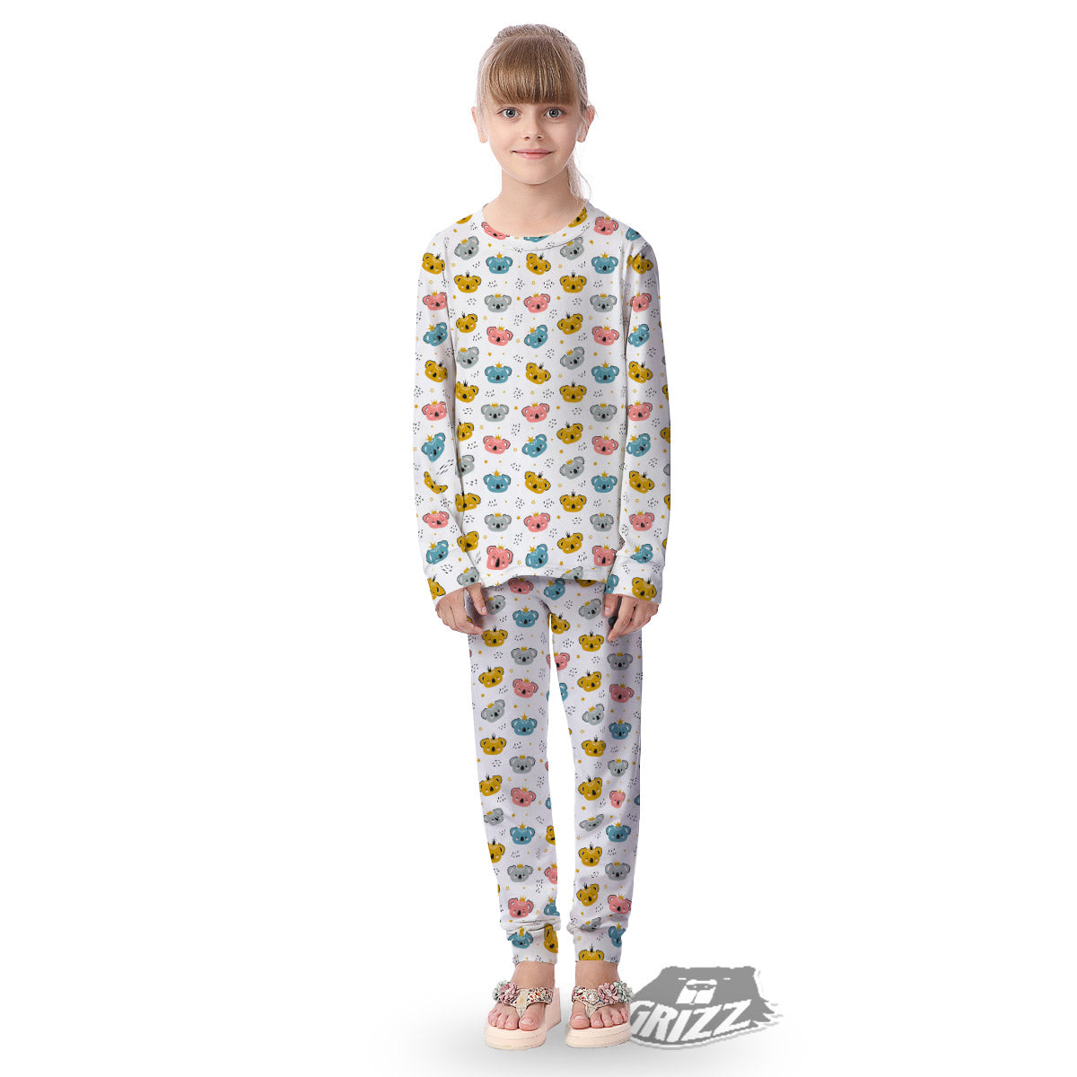 Baby Bear Colorful Cartoon Print Pattern Kid's Pajamas-grizzshop