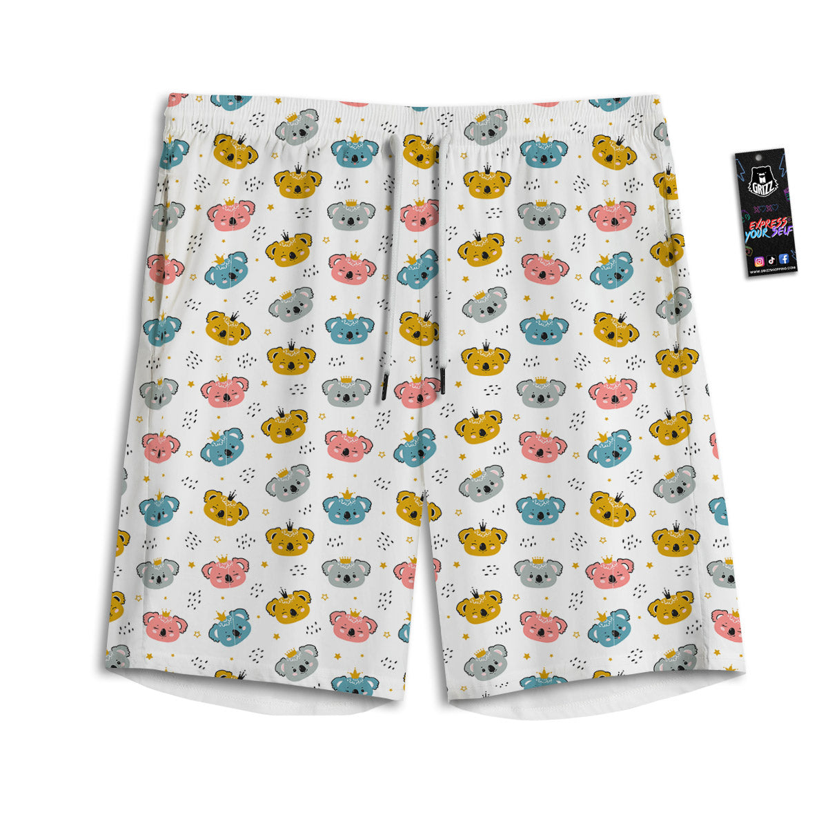 Baby Bear Colorful Cartoon Print Pattern Men's Athletic Shorts