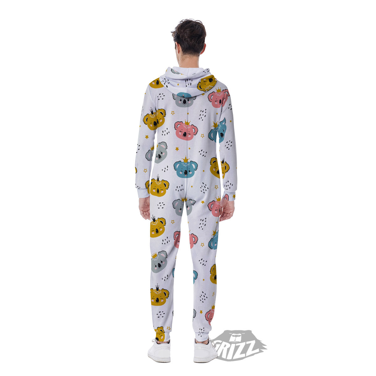 Baby Bear Colorful Cartoon Print Pattern Men's Jumpsuit-grizzshop