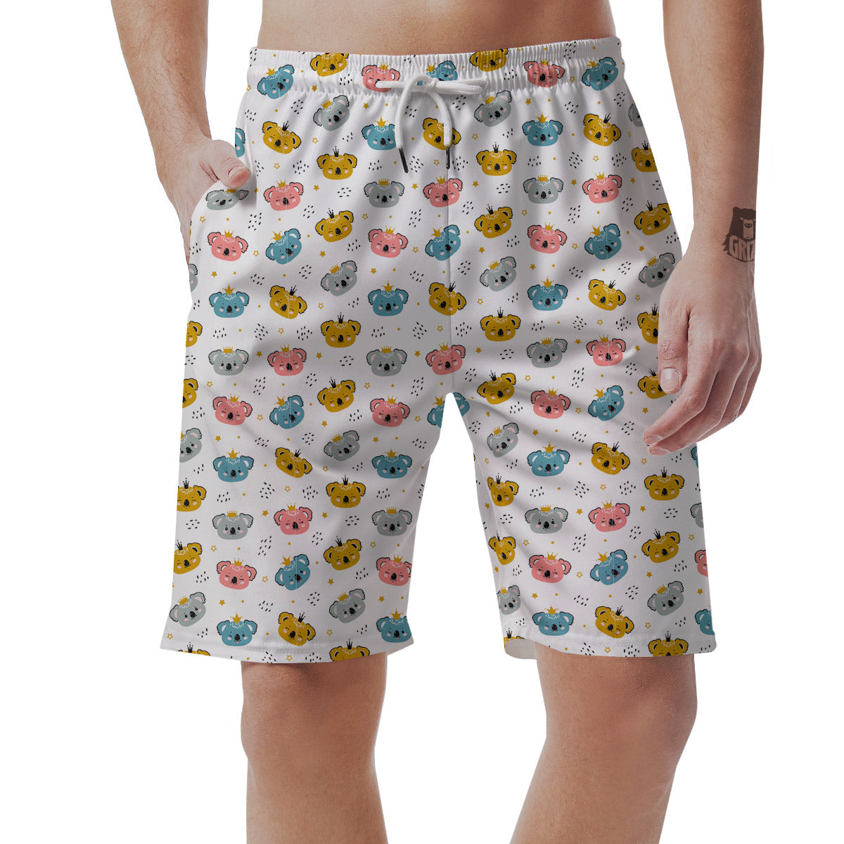 Baby Bear Colorful Cartoon Print Pattern Men's Shorts-grizzshop