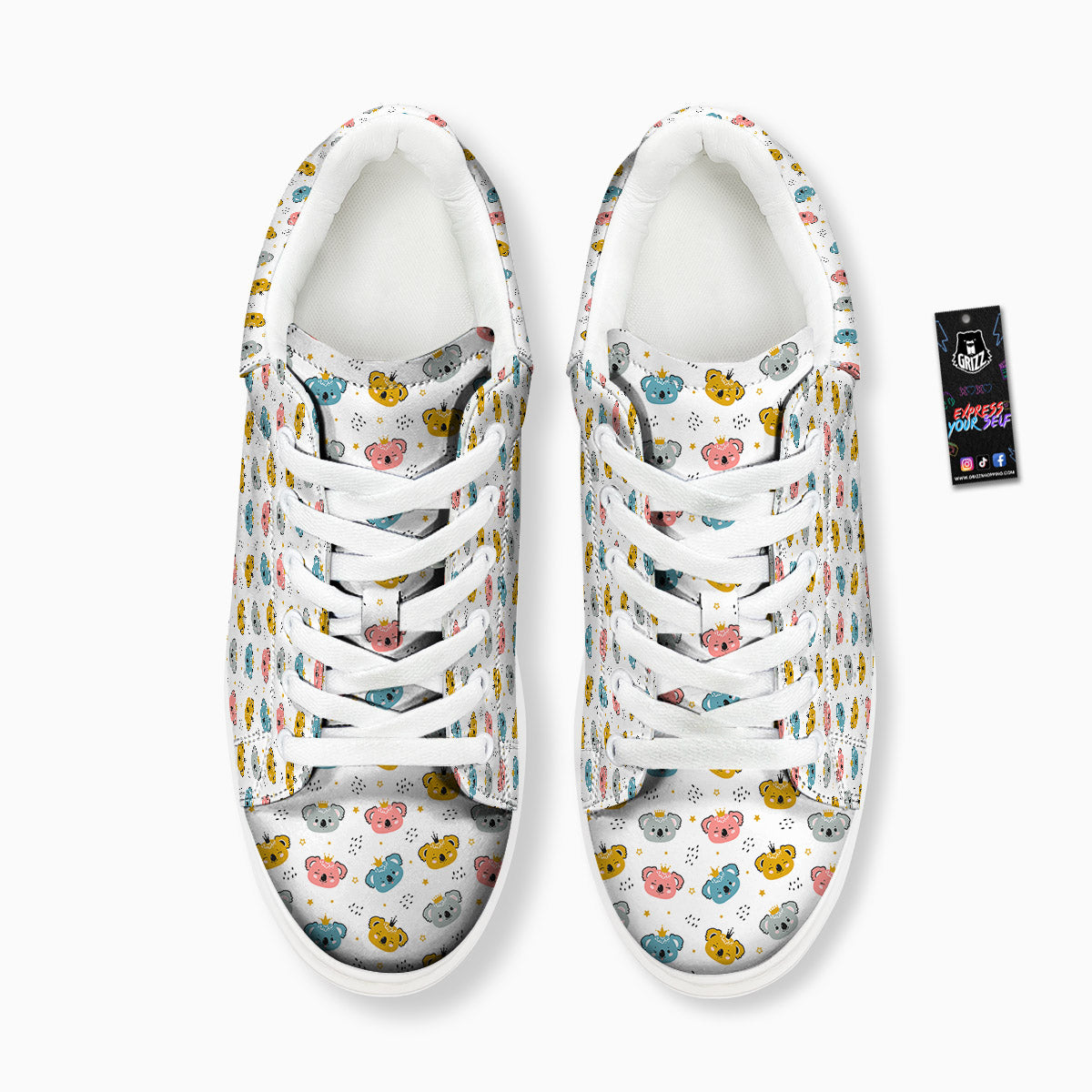 Baby Bear Colorful Cartoon Print Pattern Platform Shoes-grizzshop