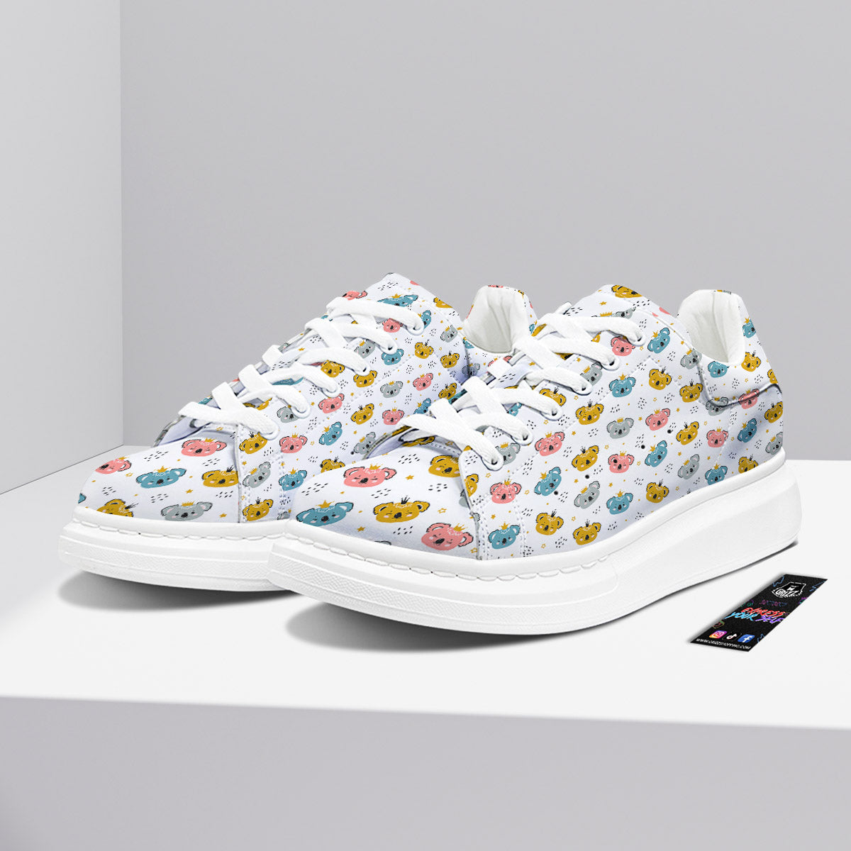 Baby Bear Colorful Cartoon Print Pattern Platform Shoes-grizzshop