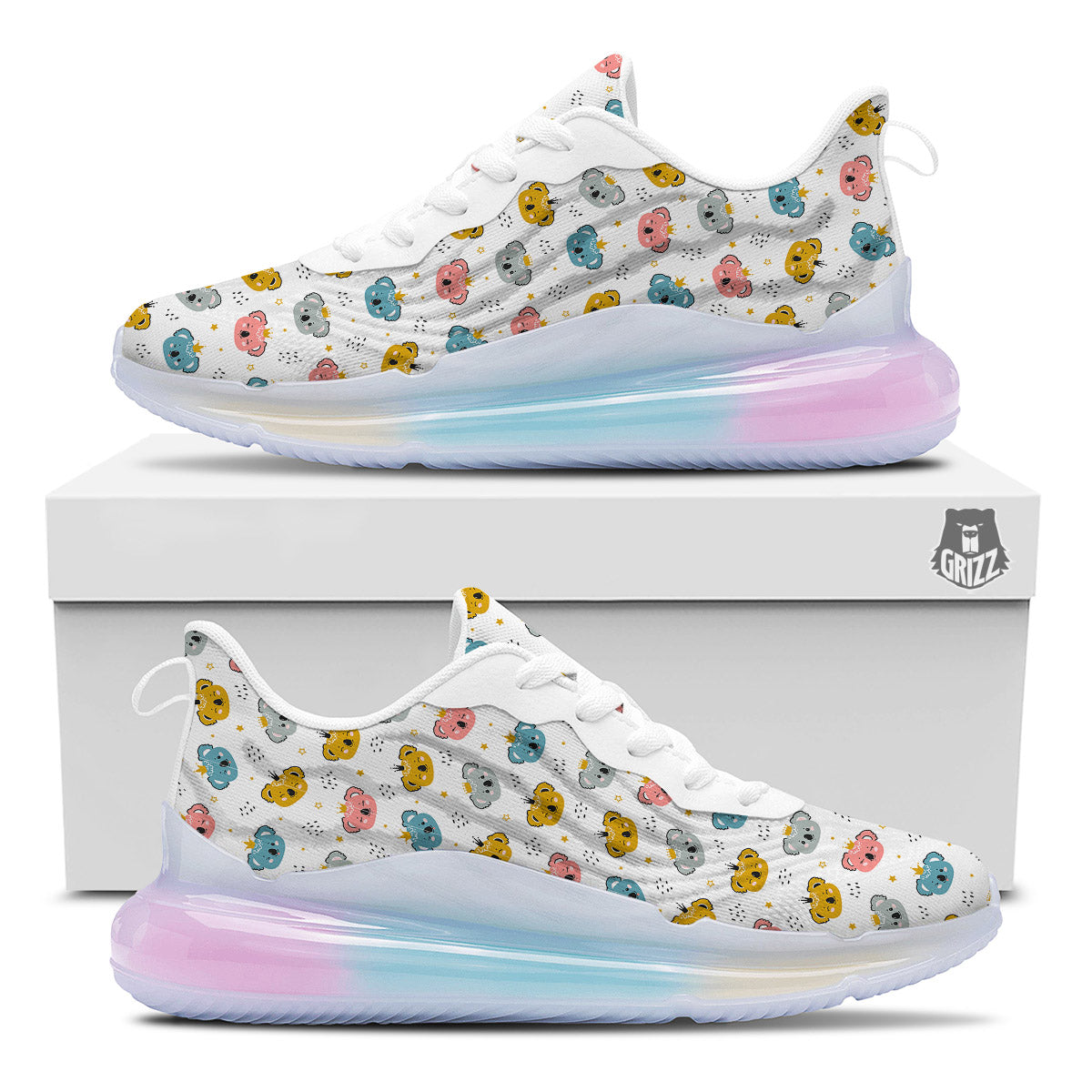 Baby Bear Colorful Cartoon Print Pattern Running Sneakers-grizzshop