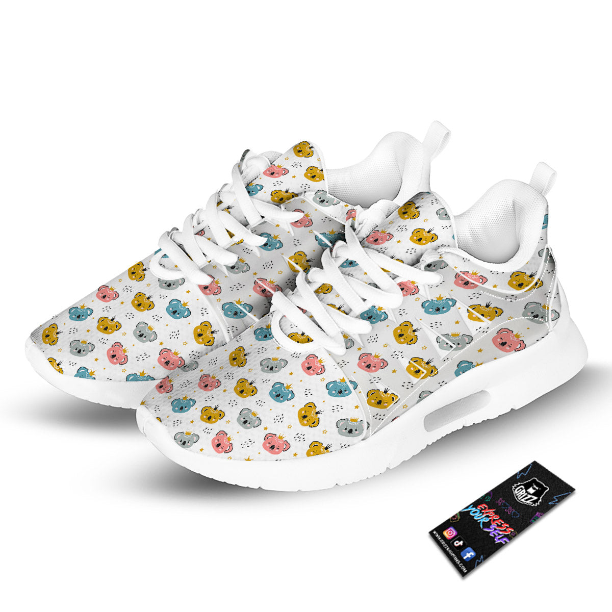 Baby Bear Colorful Cartoon Print Pattern Tennis Shoes-grizzshop