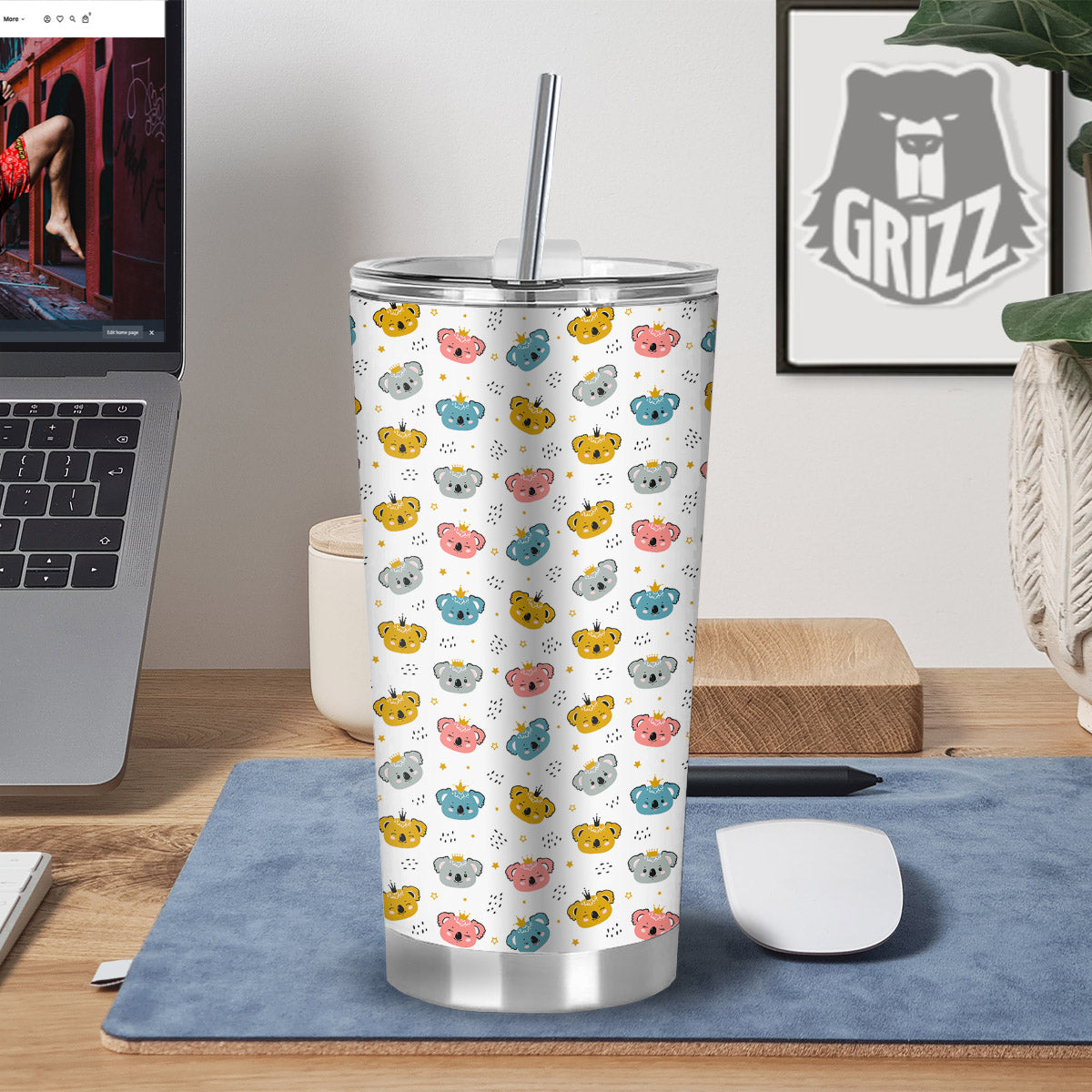 Baby Bear Colorful Cartoon Print Pattern Tumbler-grizzshop