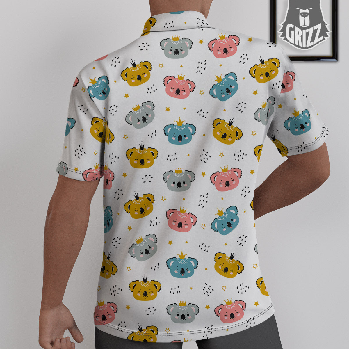 Baby Bear Colorful Cartoon Print Pattern Untucked Shirts-grizzshop