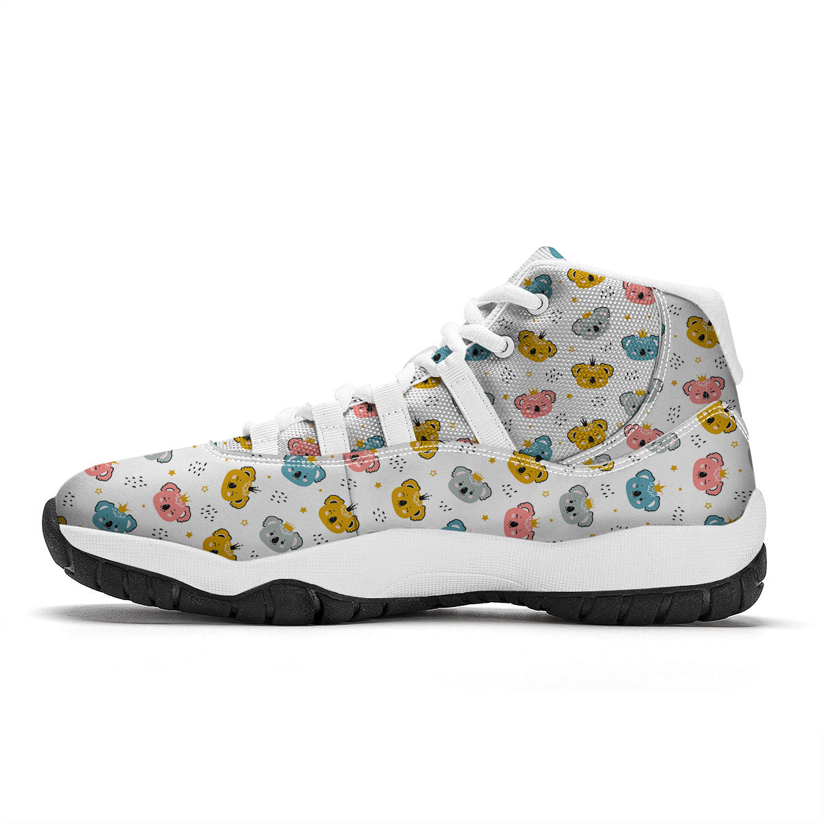 Baby Bear Colorful Cartoon Print Pattern White Bball Shoes-grizzshop