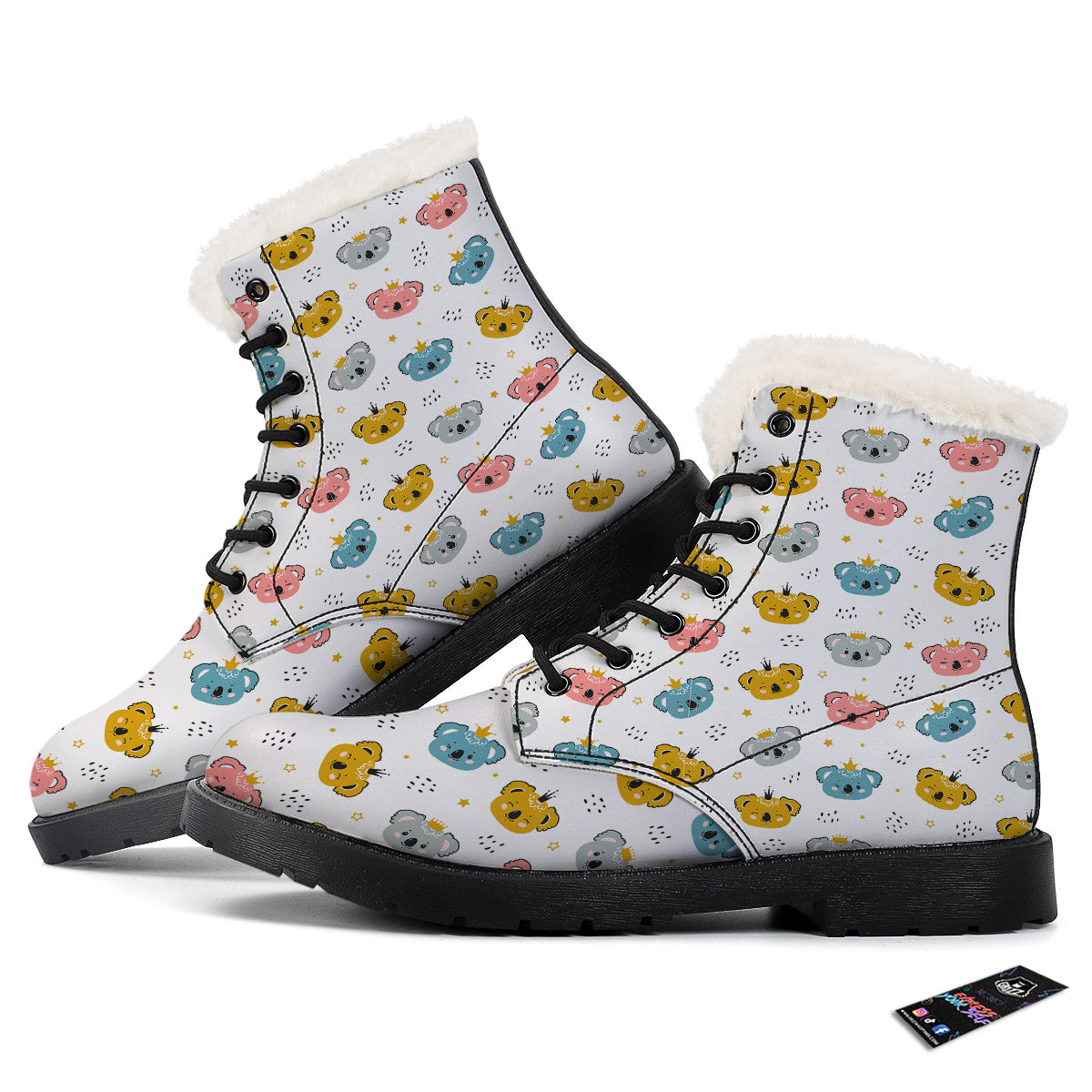 Baby Bear Colorful Cartoon Print Pattern Winter Boots-grizzshop