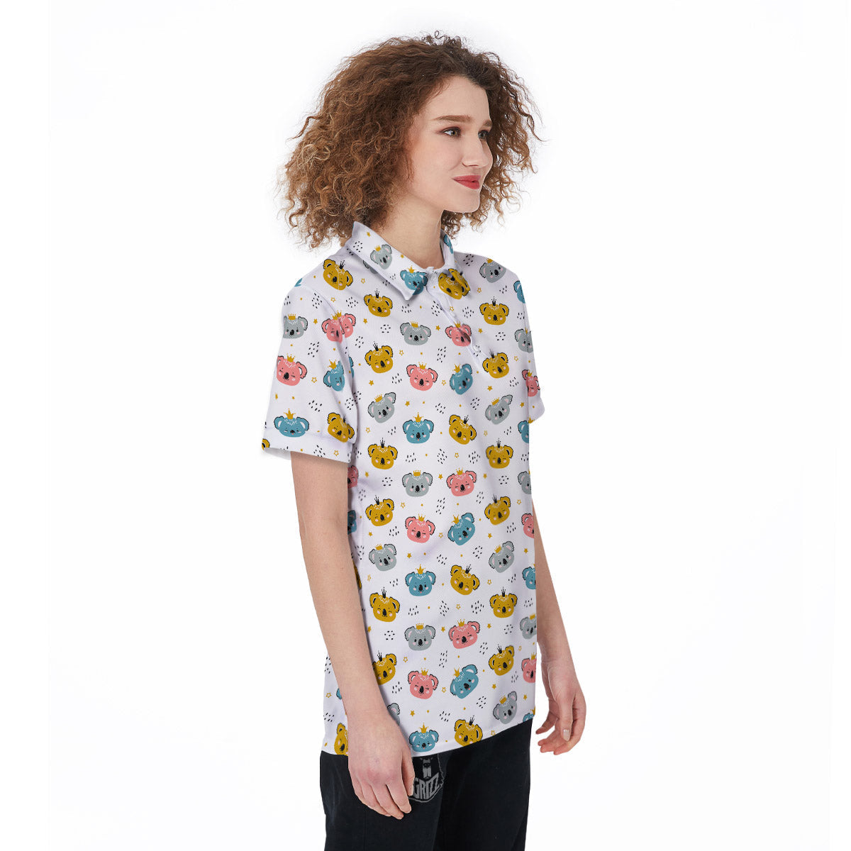Baby Bear Colorful Cartoon Print Pattern Women's Golf Shirts-grizzshop