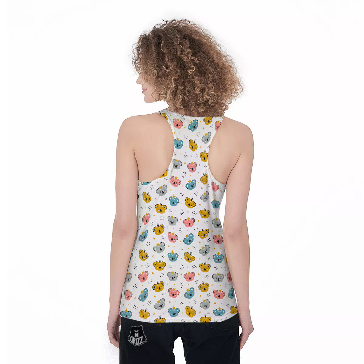 Baby Bear Colorful Cartoon Print Pattern Women's Racerback Tank Top-grizzshop