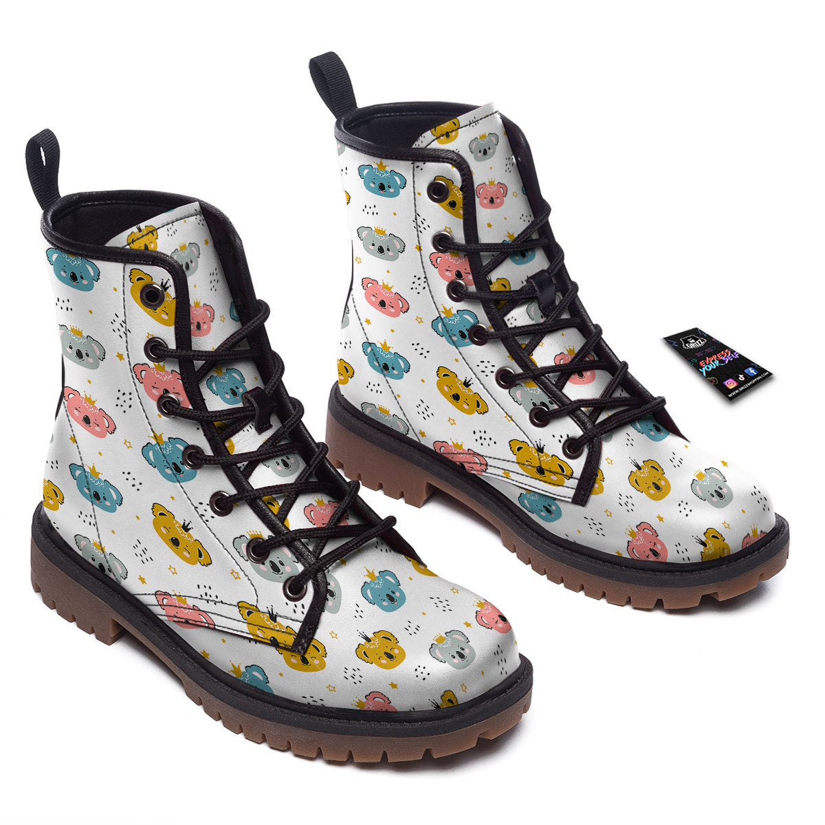 Baby Bear Colorful Cartoon Print Pattern Work Boots-grizzshop
