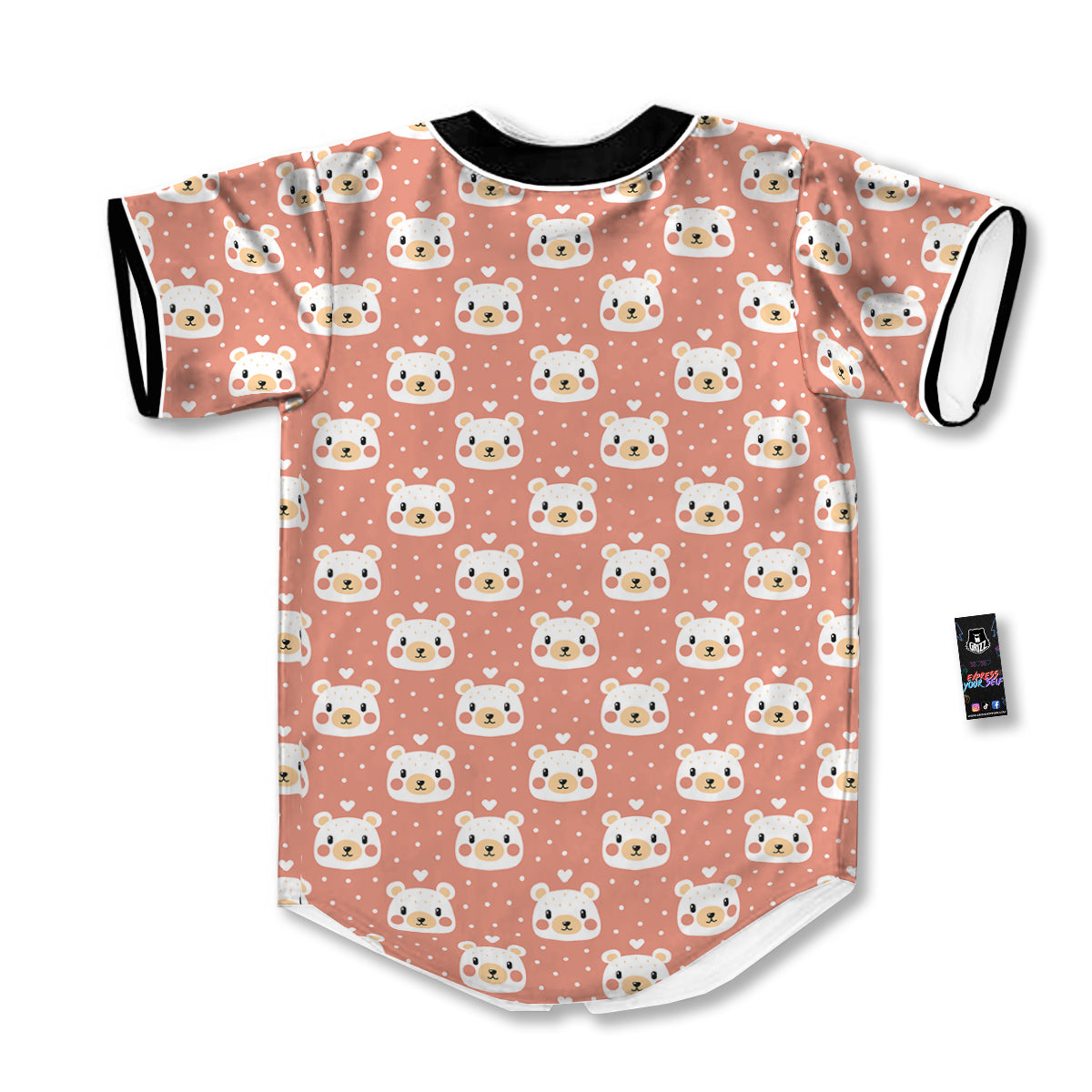 Baby Bear Cute Polka Dot Print Pattern Baseball Jersey-grizzshop