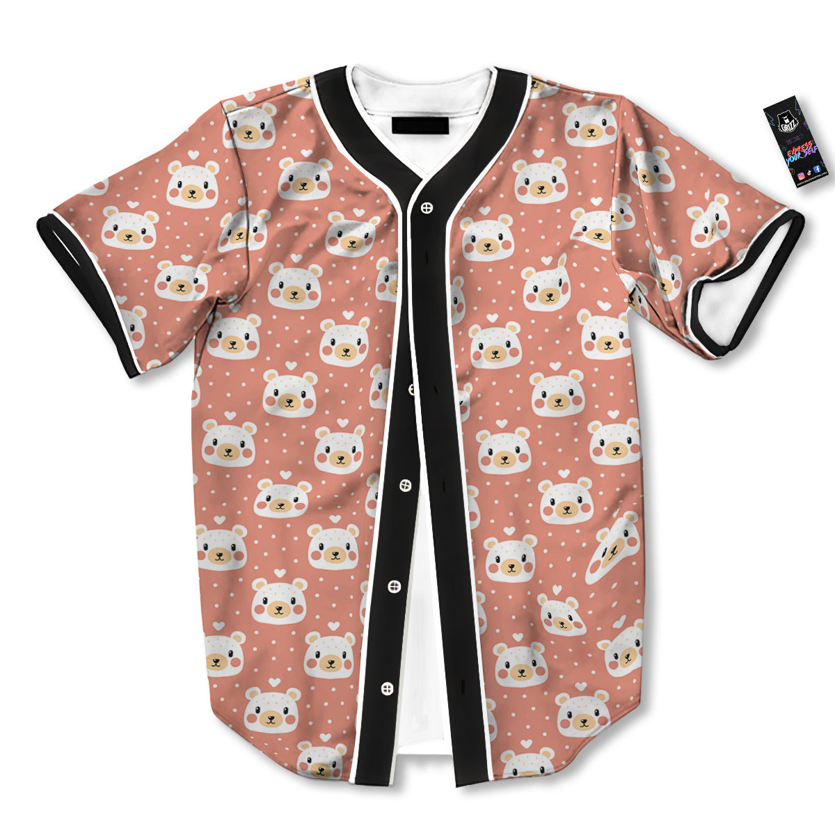 Baby Bear Cute Polka Dot Print Pattern Baseball Jersey-grizzshop