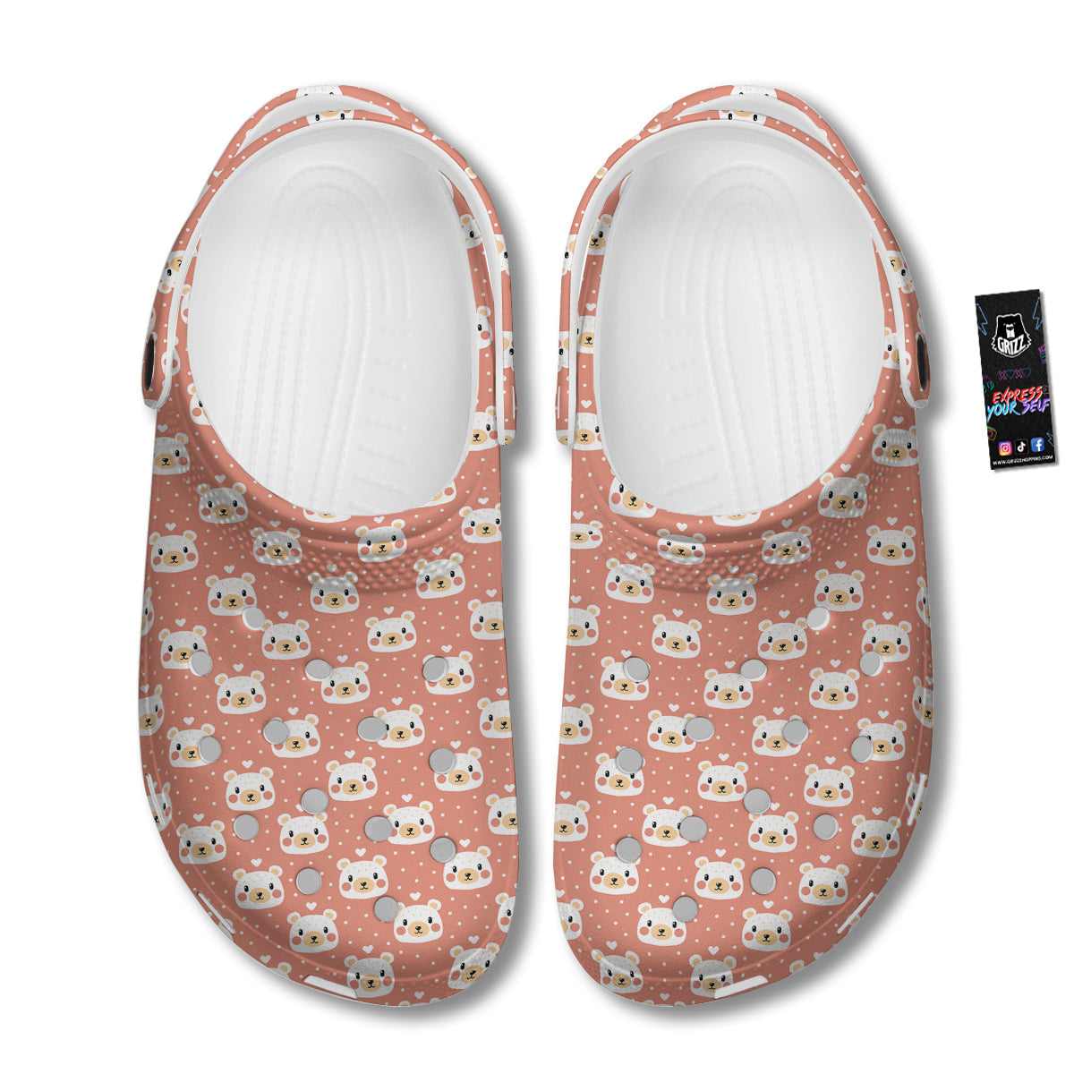 Baby Bear Cute Polka Dot Print Pattern Clog-grizzshop