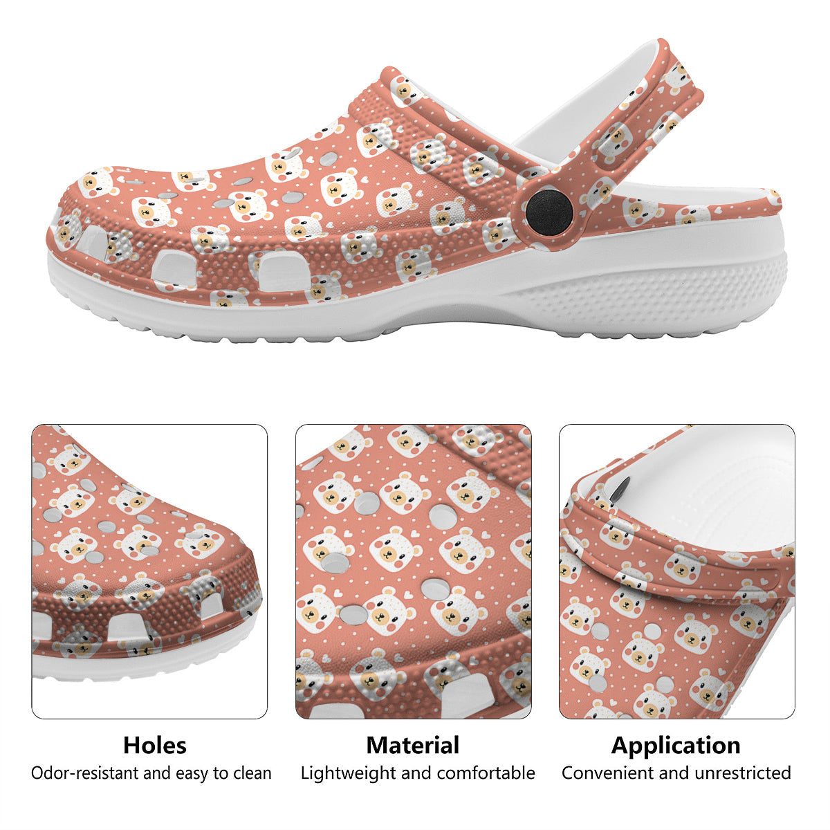 Baby Bear Cute Polka Dot Print Pattern Clog-grizzshop