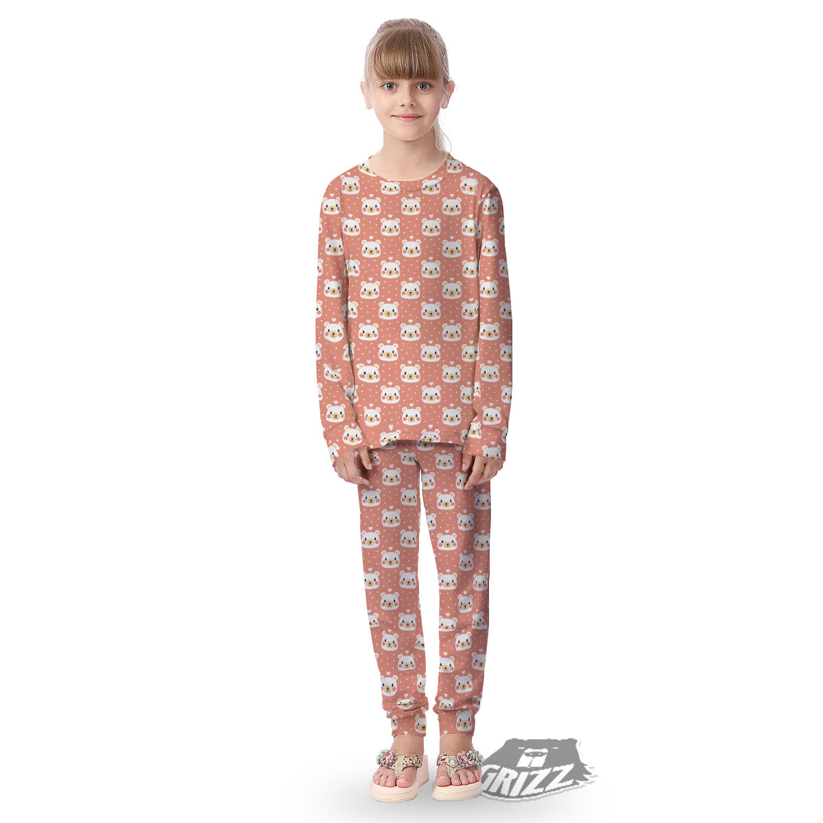 Baby Bear Cute Polka Dot Print Pattern Kid's Pajamas-grizzshop