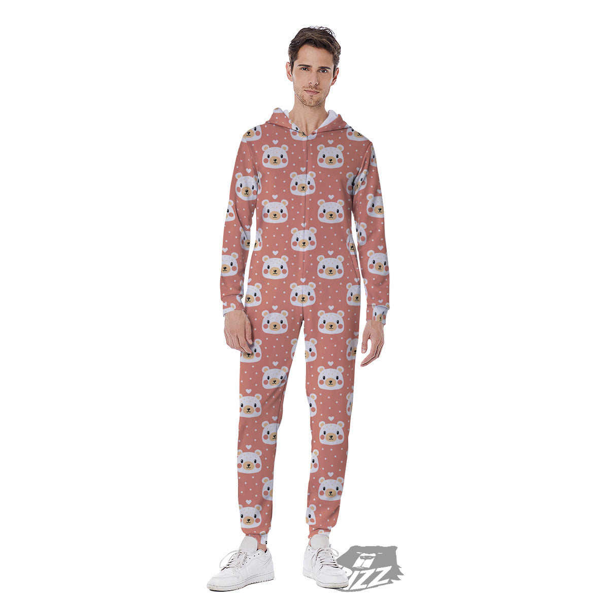 Baby Bear Cute Polka Dot Print Pattern Men's Jumpsuit-grizzshop