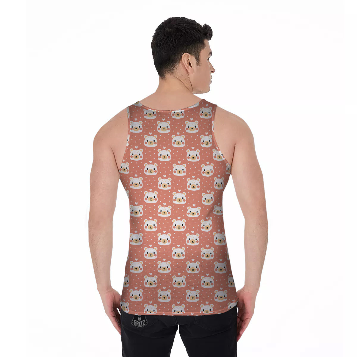 Baby Bear Cute Polka Dot Print Pattern Men's Tank Top-grizzshop