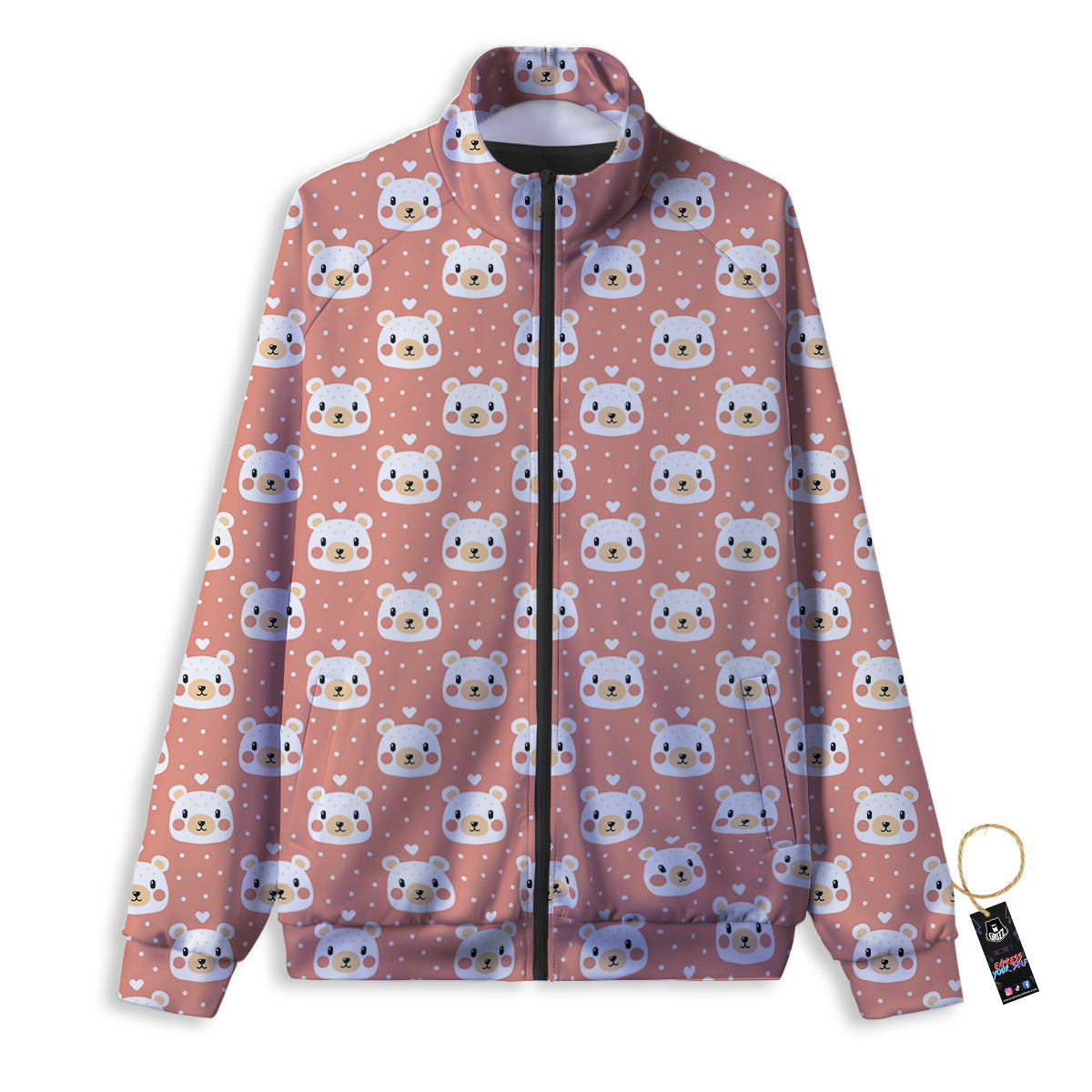 Baby Bear Cute Polka Dot Print Pattern Track Jacket-grizzshop