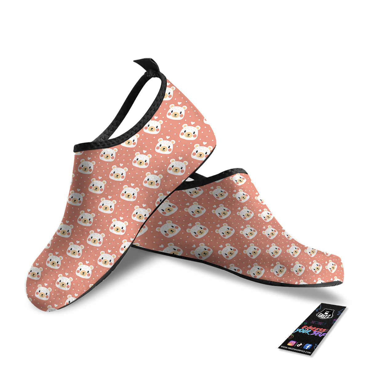 Baby Bear Cute Polka Dot Print Pattern Water Shoes-grizzshop