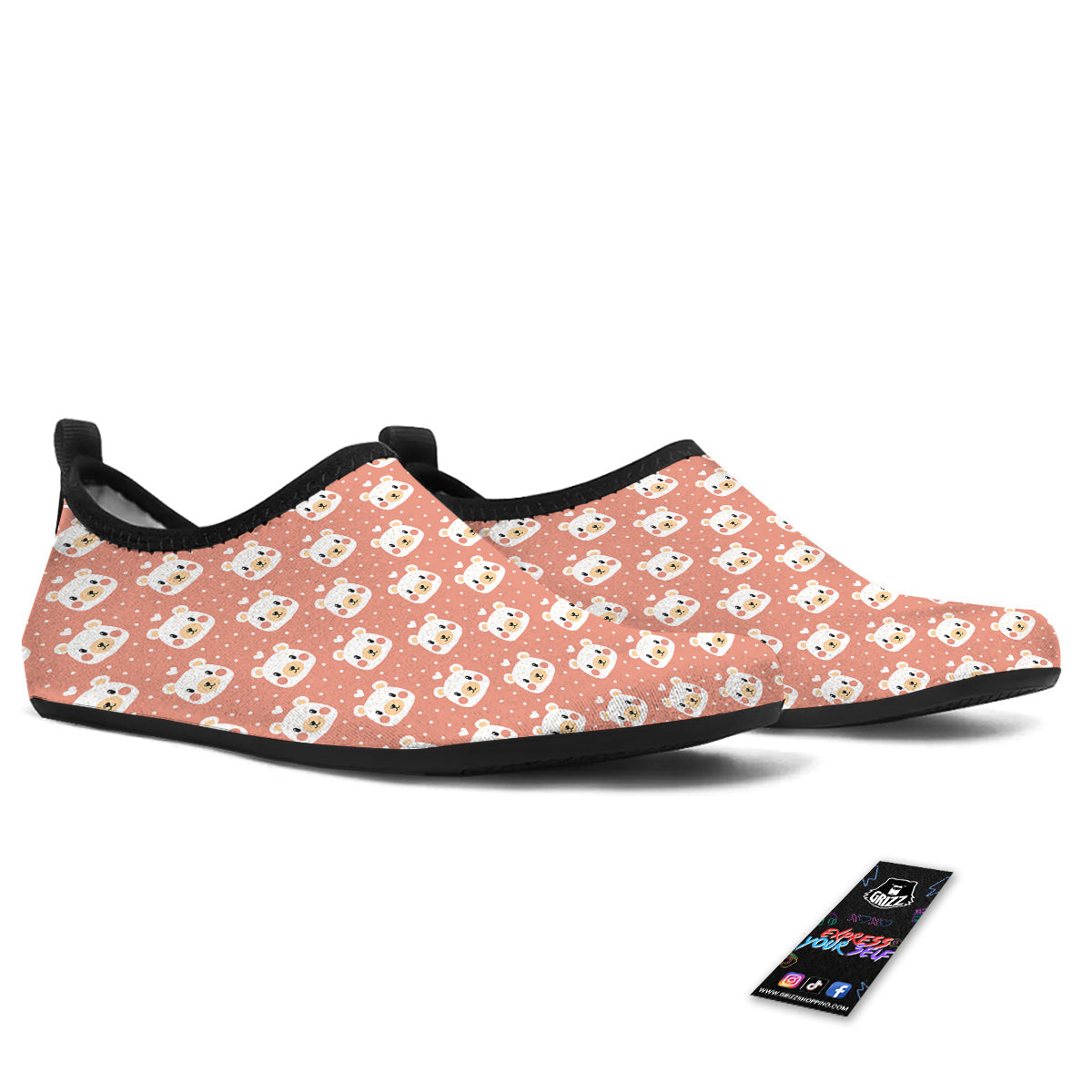 Baby Bear Cute Polka Dot Print Pattern Water Shoes-grizzshop