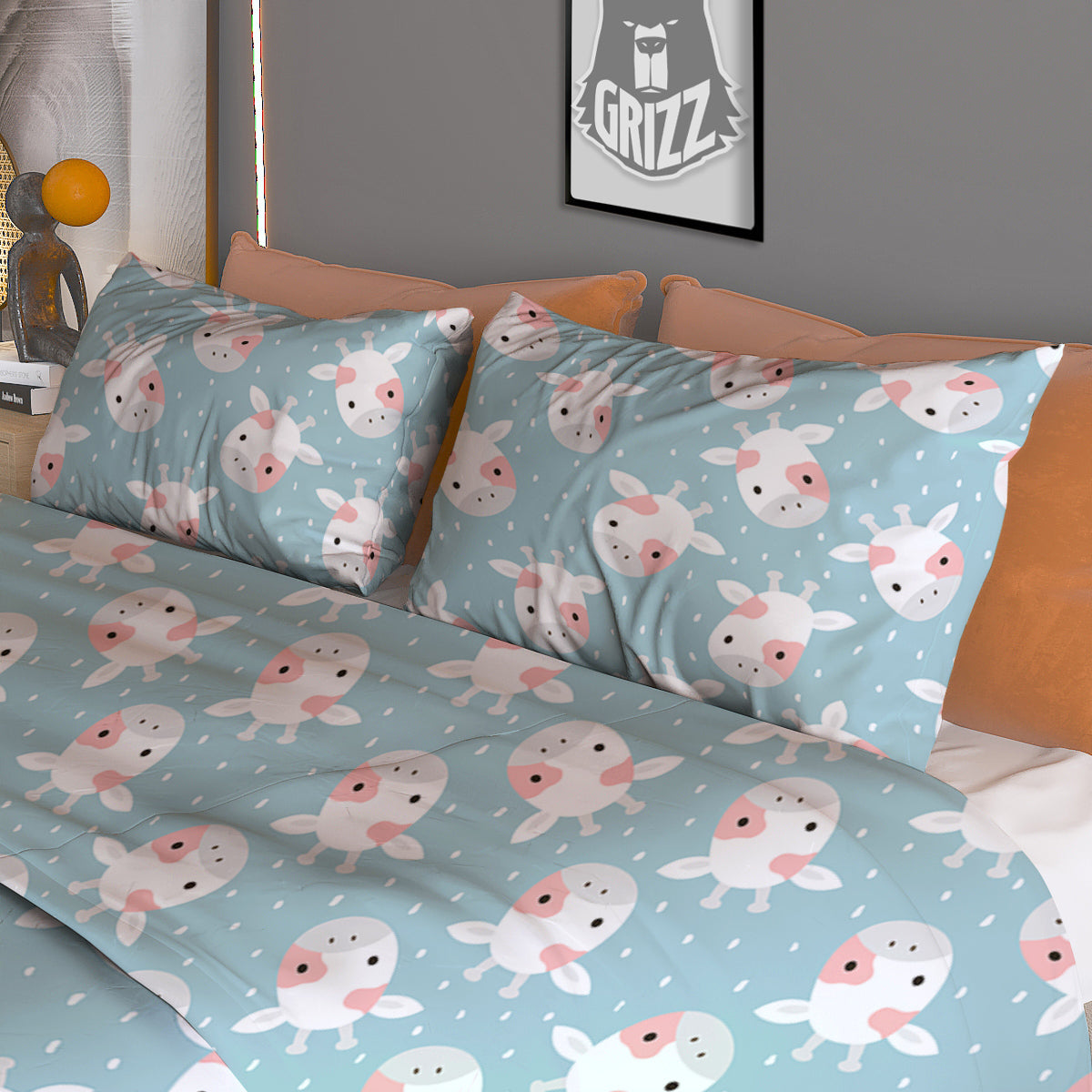 Baby Bear Cartoon Cute Print Pattern Duvet Cover Bedding Set