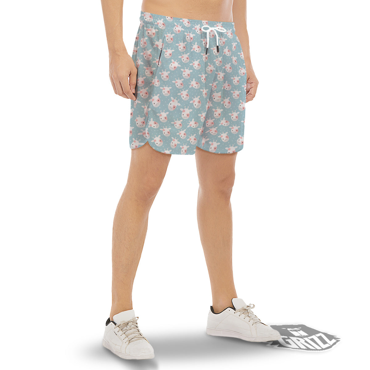 Baby Cow Cartoon Cute Print Pattern Men's Gym Shorts-grizzshop