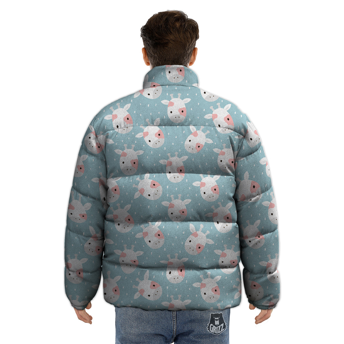 Baby Cow Cartoon Cute Print Pattern Puffer Jacket-grizzshop