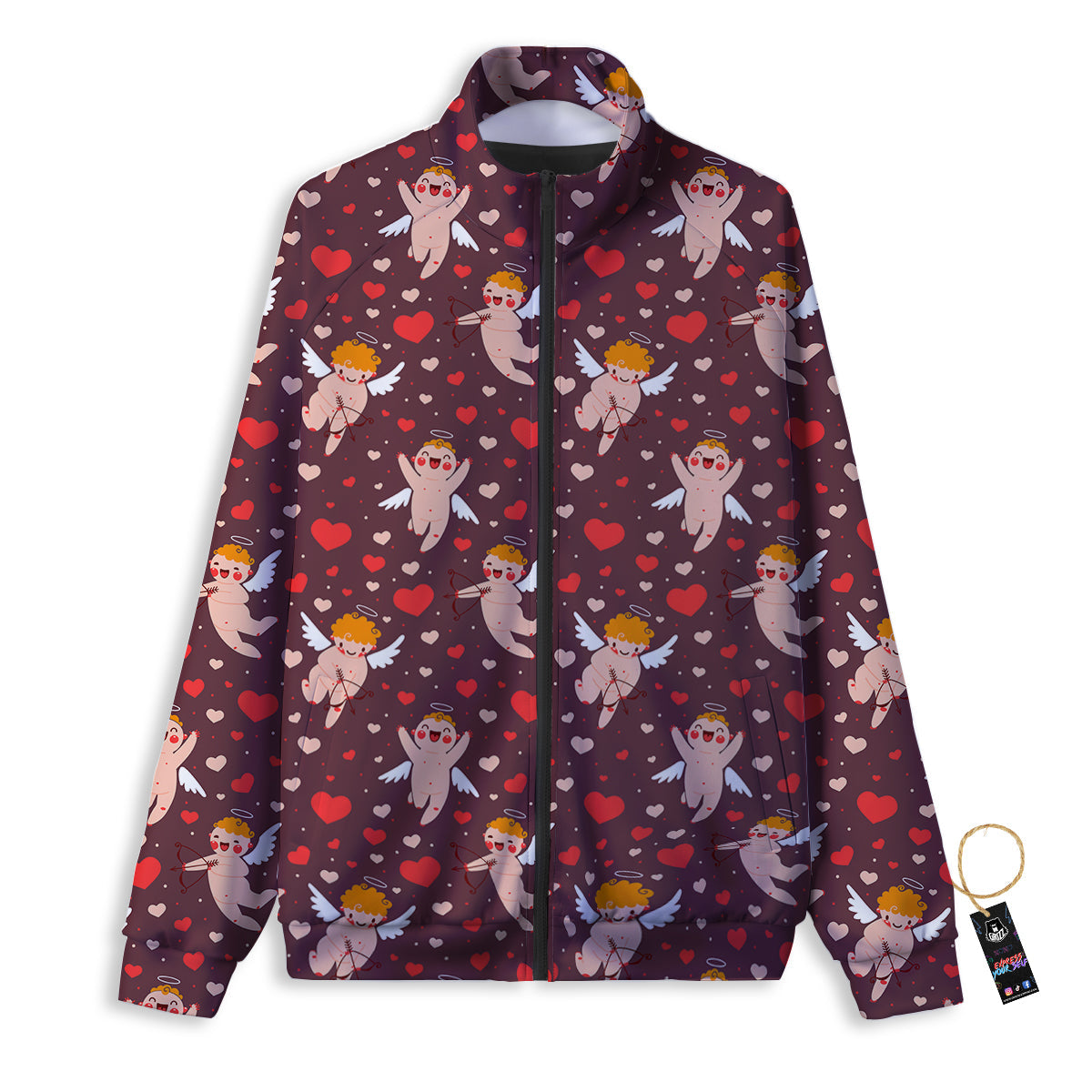 Baby Cupid Print Pattern Track Jacket-grizzshop