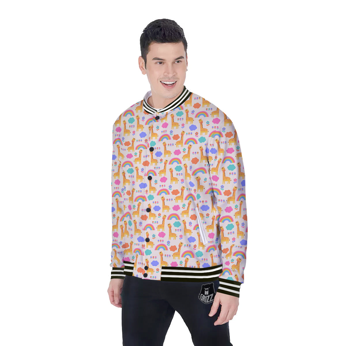 Baby Giraffe Cute Print Pattern Baseball Jacket-grizzshop